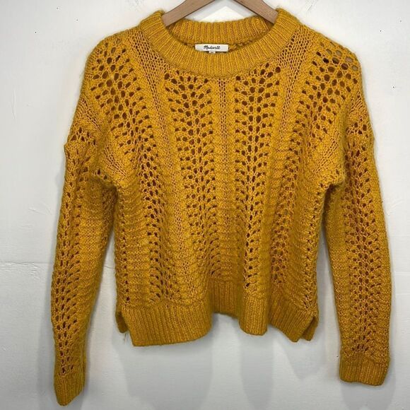 Madewell Windemere Pointelle Pullover Sweater Gold size XS - Picture 3 of 13